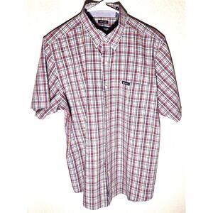 Chaps Large Plaid Short Sleeve Multicolor Button Up